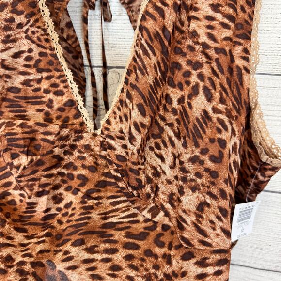 Torrid Festi Plus Size Brown Cotton Tie Back Leopard Sleeveless Top Size 4X - Picture 4 of 8